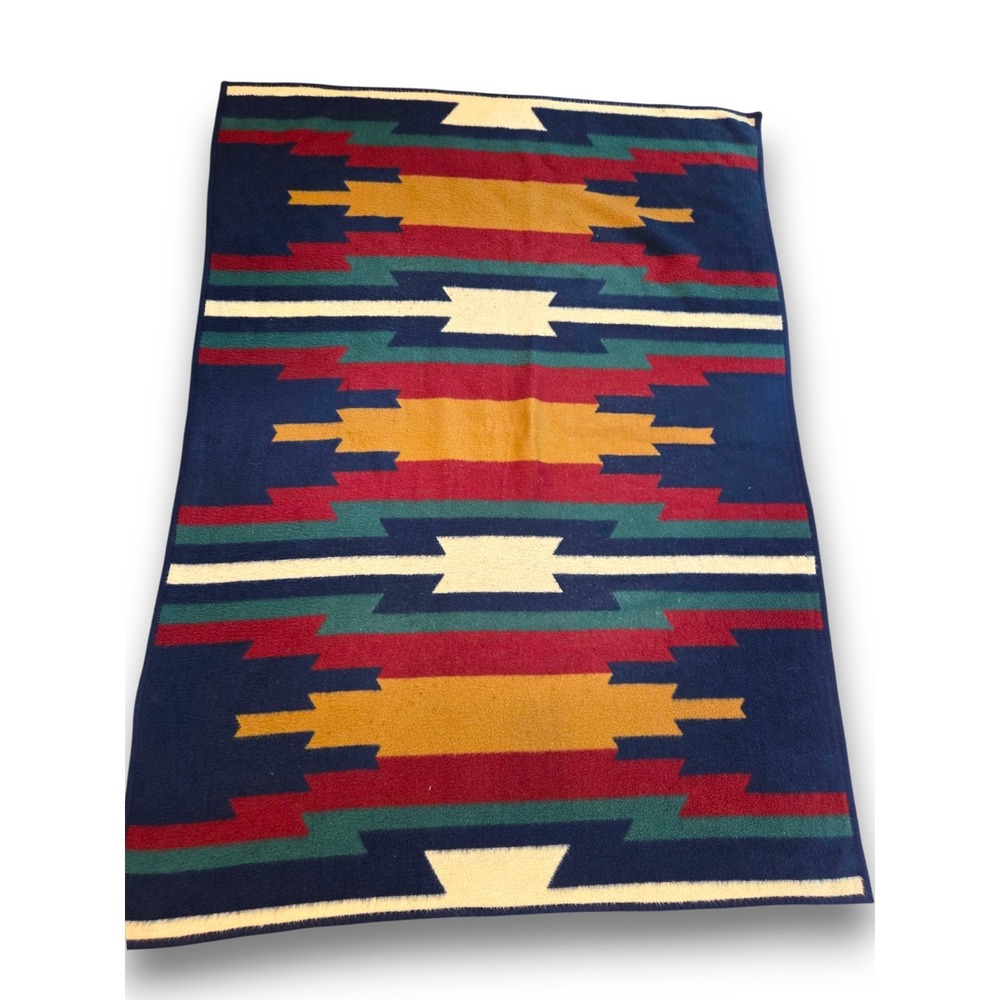 Vintage Biederlack Germany Aztec Blanket Reversible Southwest Throw 74x54